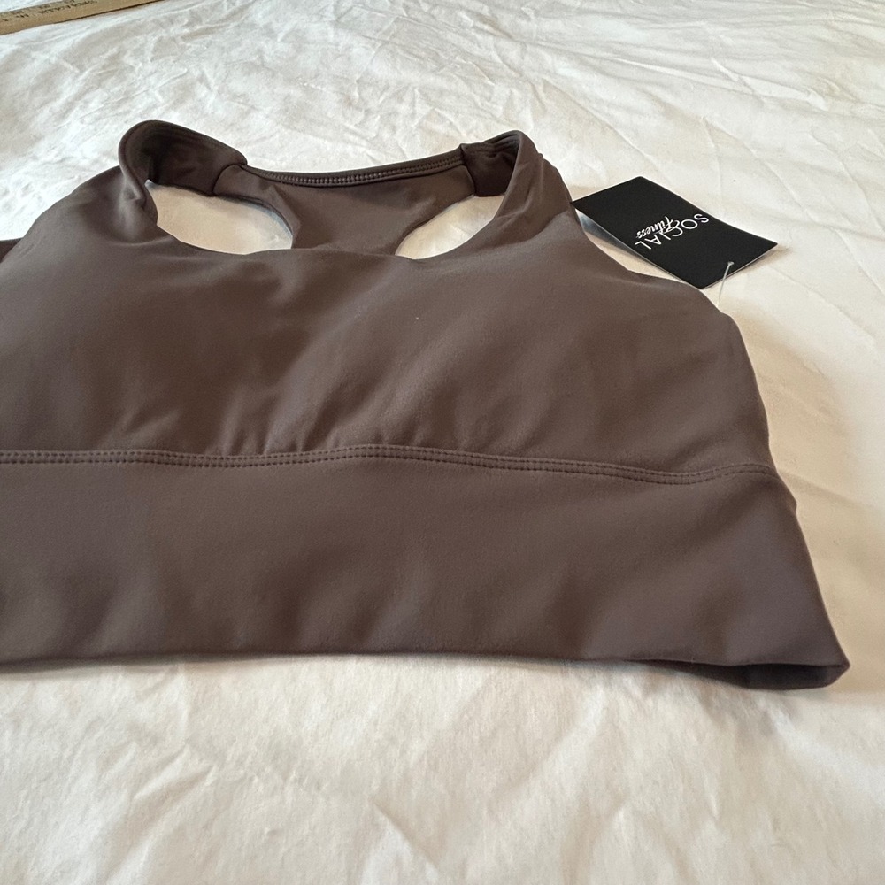SOCIAL Racerback Sports Bra Brown Purple Activewear Top XS NWT - Picture 7 of 8